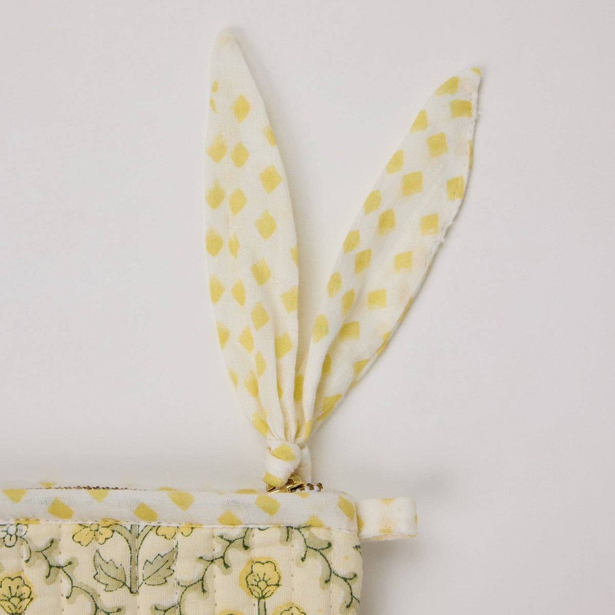 hand block print zipped pouch set organic cotton floral buttercream India Paper Mirchi