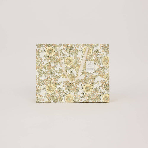 hand block print gift bags large buttercream recycled cotton paper Paper Mirchi India