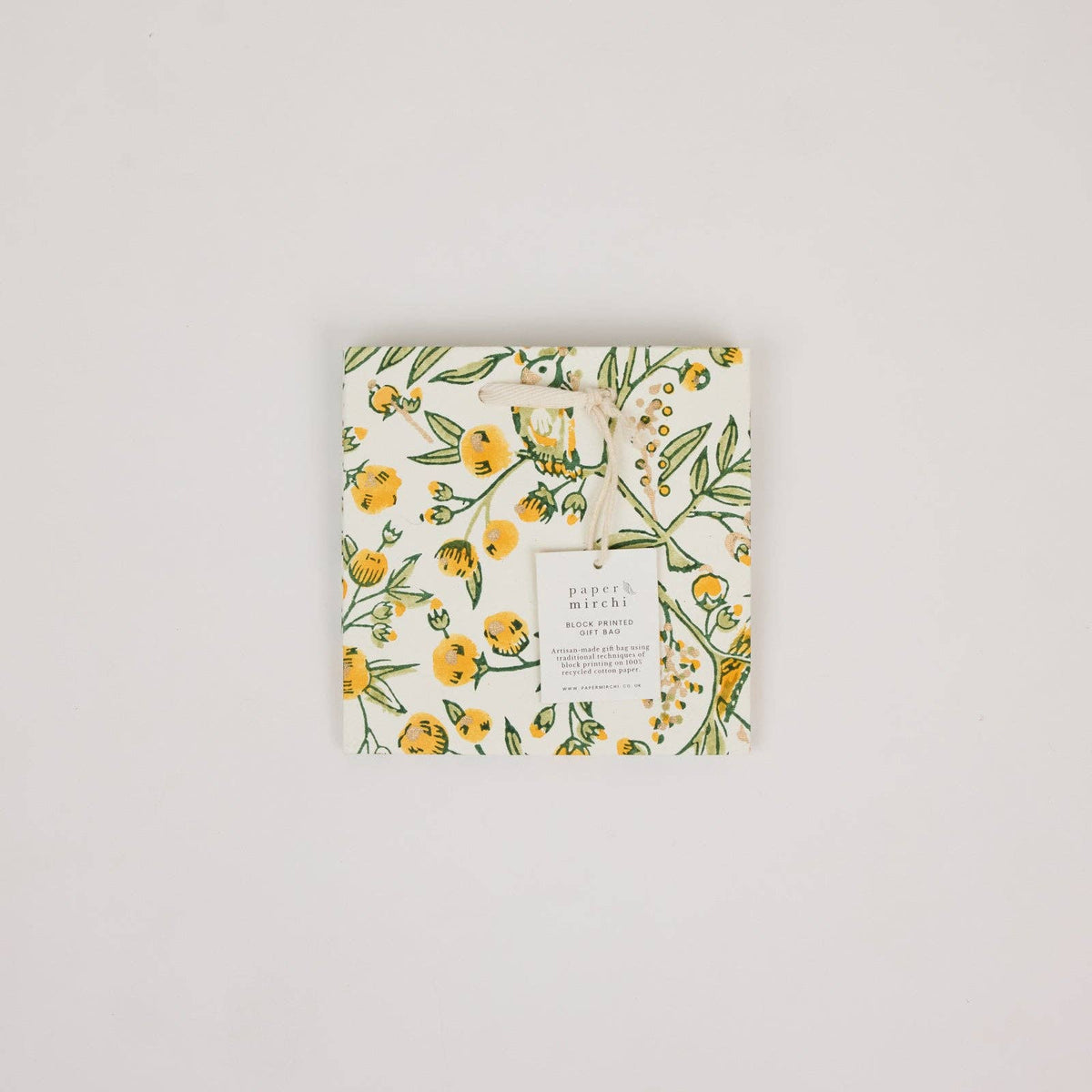 hand block print gift bags small sunshine recycled cotton paper Paper Mirchi India