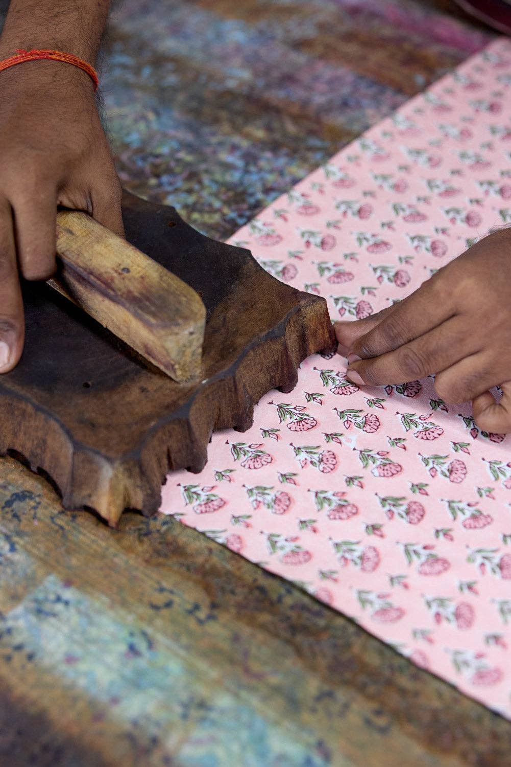 hand block print picture frame 4x6 ditsy floral blush recycled cotton paper India