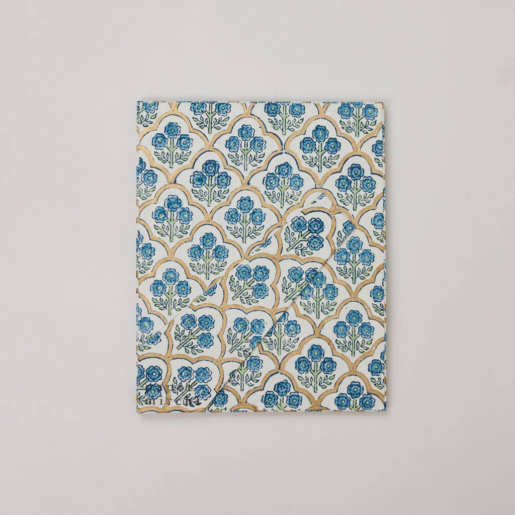 hand block print picture frame 5x7 trellis indigo recycled cotton paper India