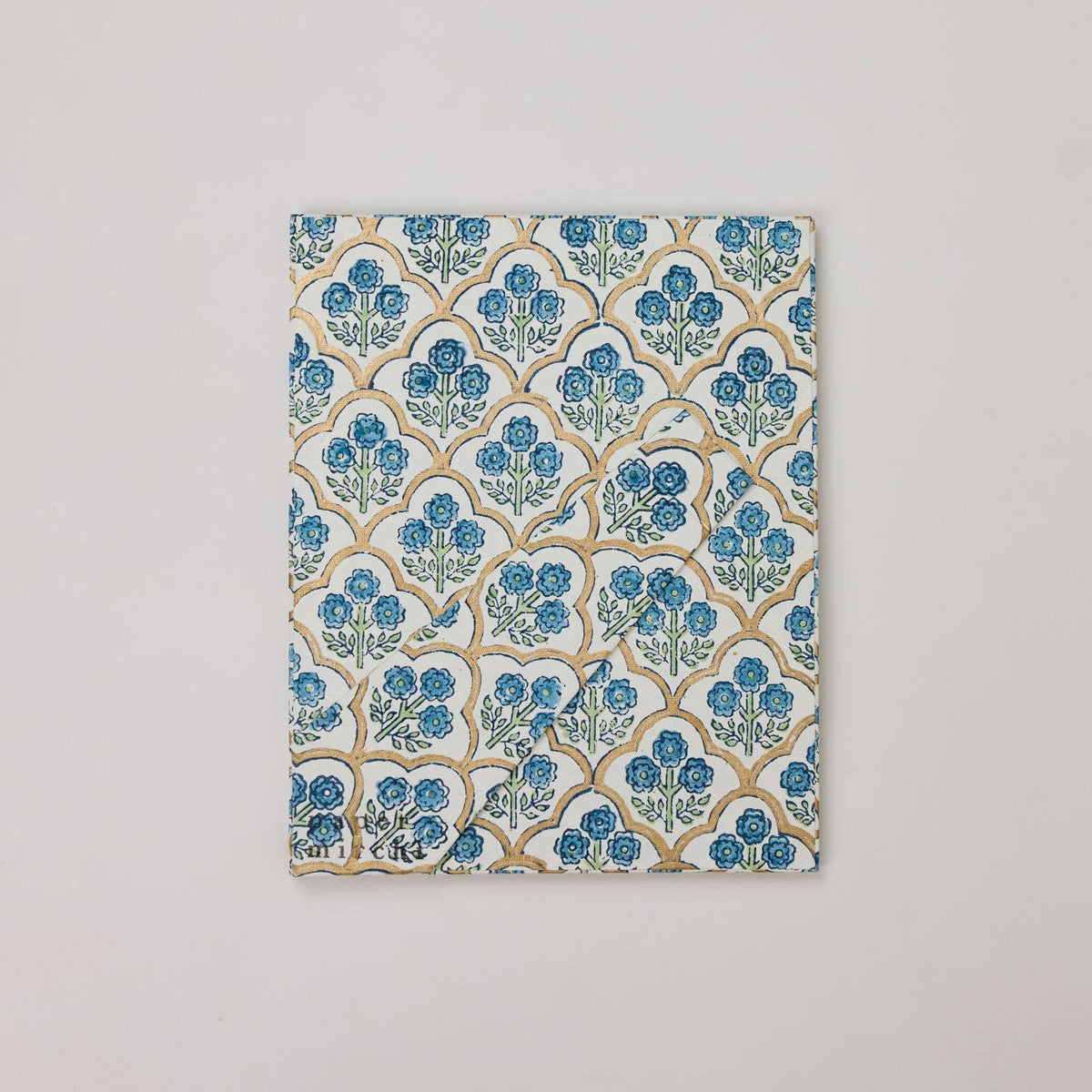 hand block print picture frame 5x7 trellis indigo recycled cotton paper India