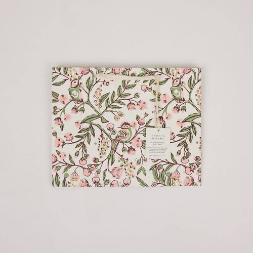 hand block print gift bags medium blush recycled cotton paper Paper Mirchi India