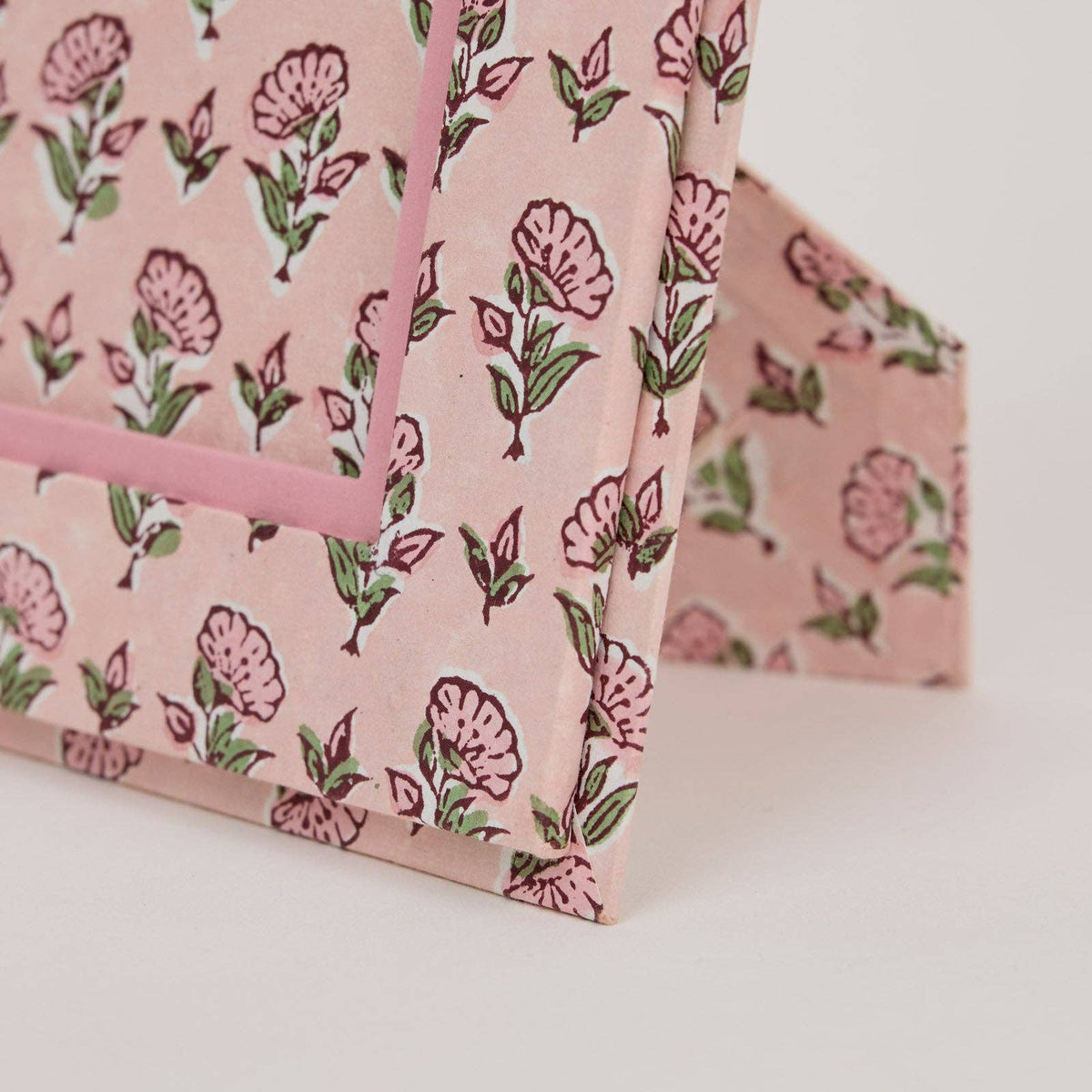 hand block print picture frame 4x6 ditsy floral blush recycled cotton paper India