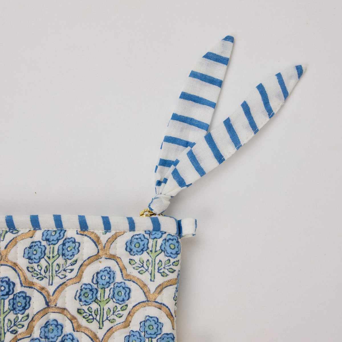 hand block print zipped pouch set organic cotton floral indigo India Paper Mirchi