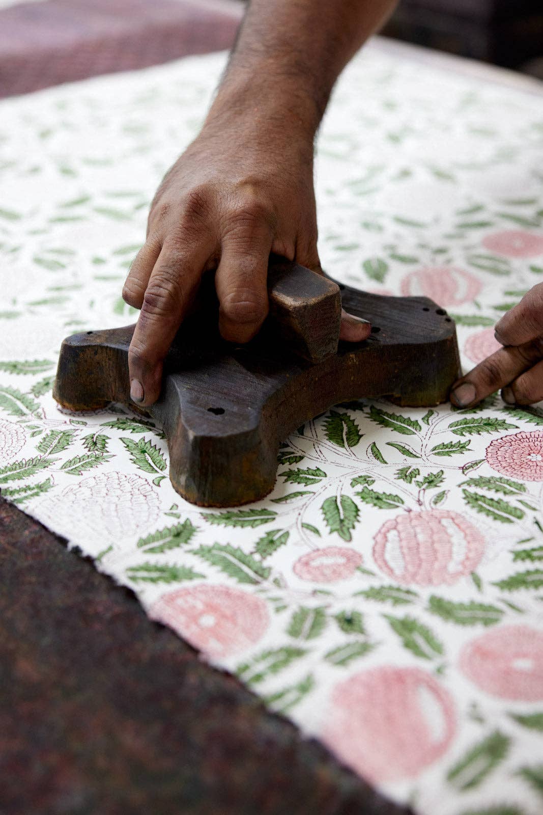 hand block print gift bags medium blush recycled cotton paper Paper Mirchi India