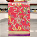 hand block print table runner bird motif coral cotton artisan The Shop India