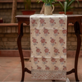 hand block print table runner indian rose canvas artisan The Shop India India