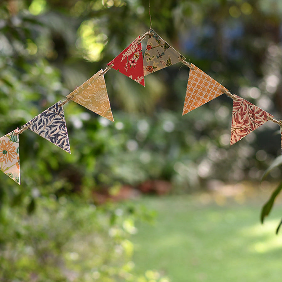 handcrafted triangle wall hanging assorted block print cotton artisan The Shop India