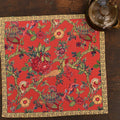 hand block print napkin set 6 bird coral cotton artisan The Shop India