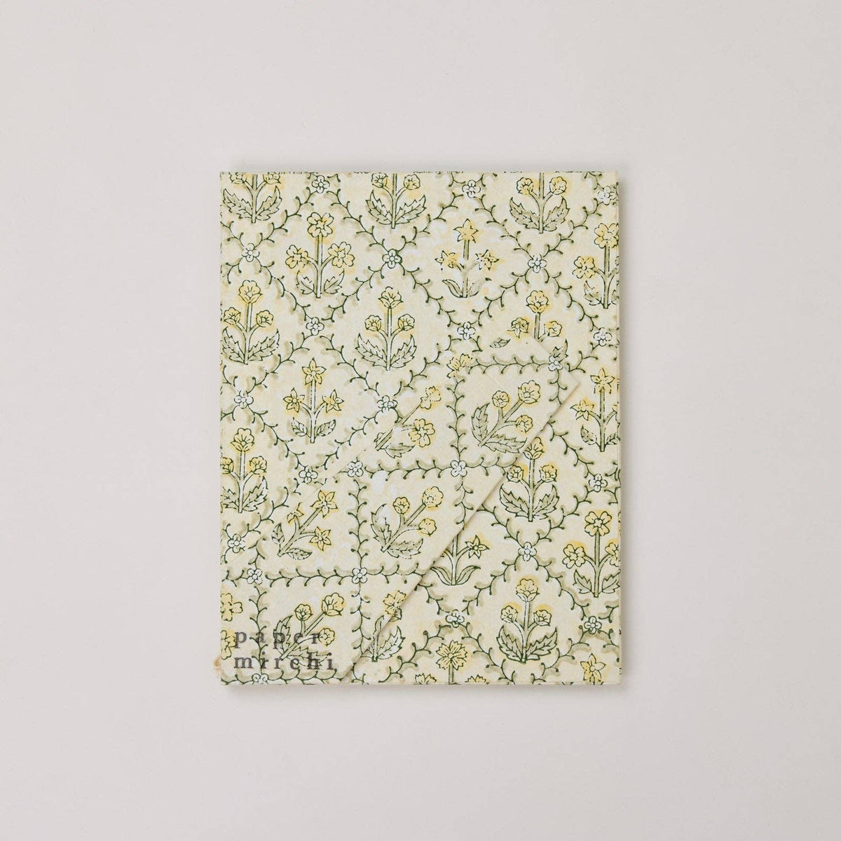 hand block print picture frame 4x6 floral lattice buttercream recycled cotton paper India