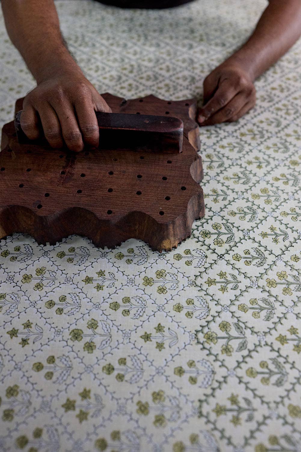 hand block print gift bags large buttercream recycled cotton paper Paper Mirchi India