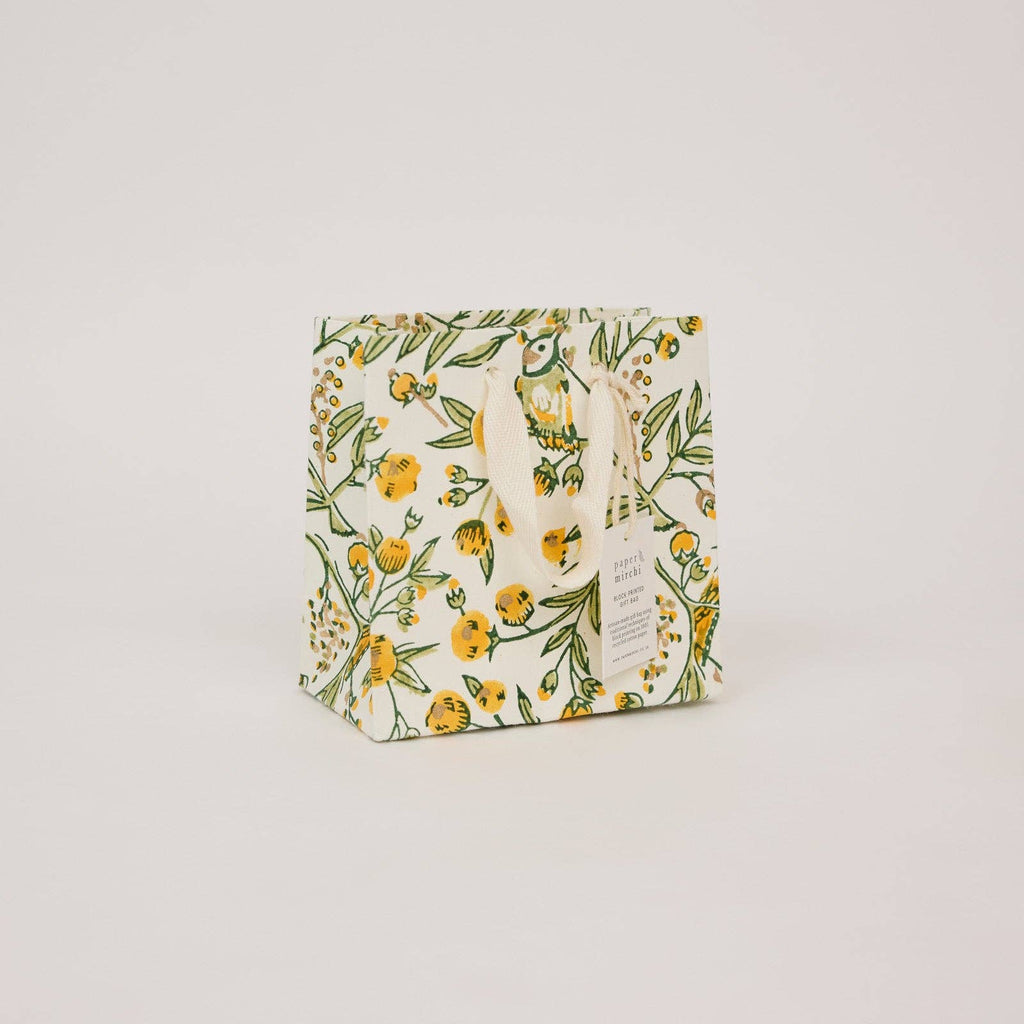hand block print gift bags small sunshine recycled cotton paper Paper Mirchi India
