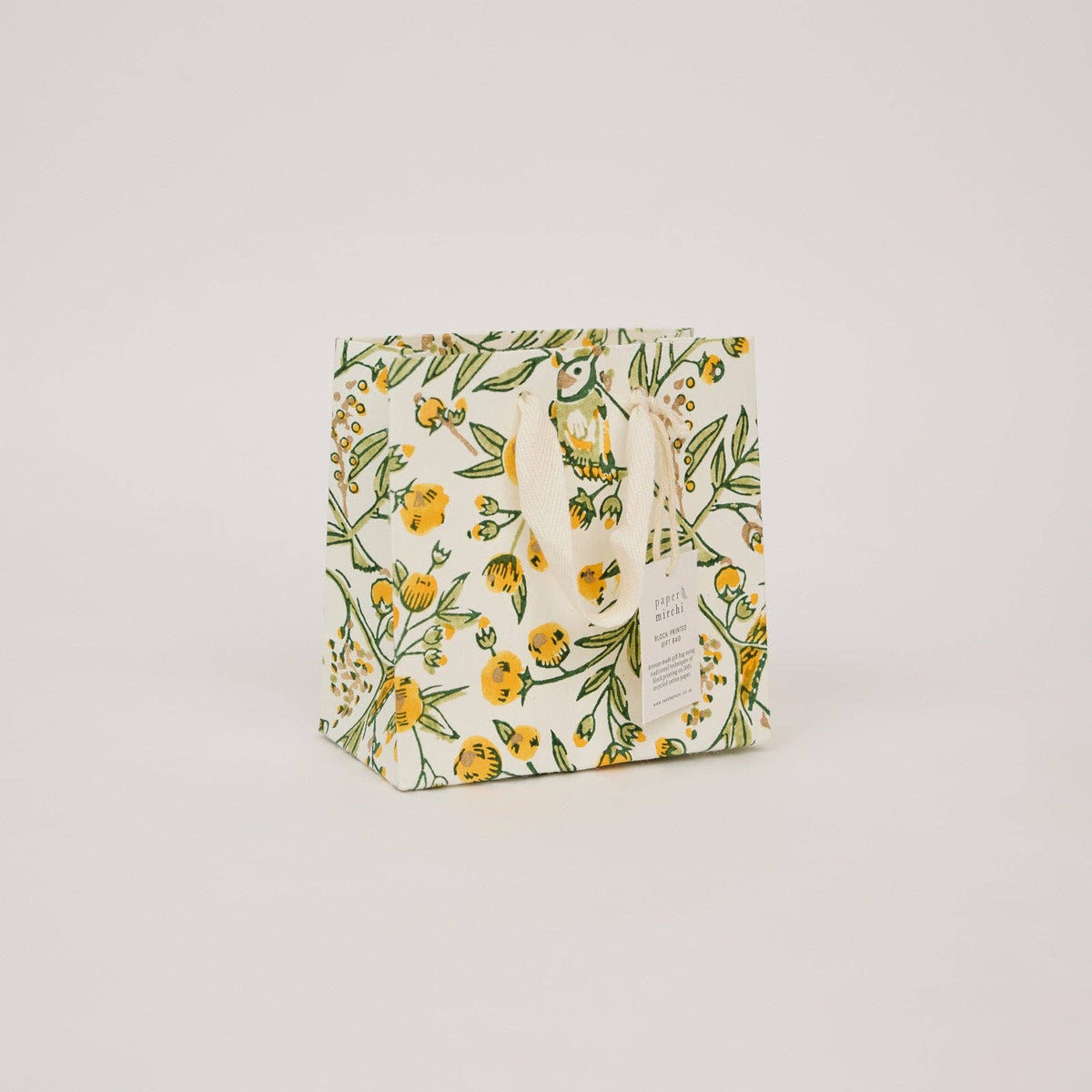 hand block print gift bags small sunshine recycled cotton paper Paper Mirchi India