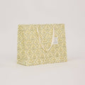 hand block print gift bags large buttercream recycled cotton paper Paper Mirchi India