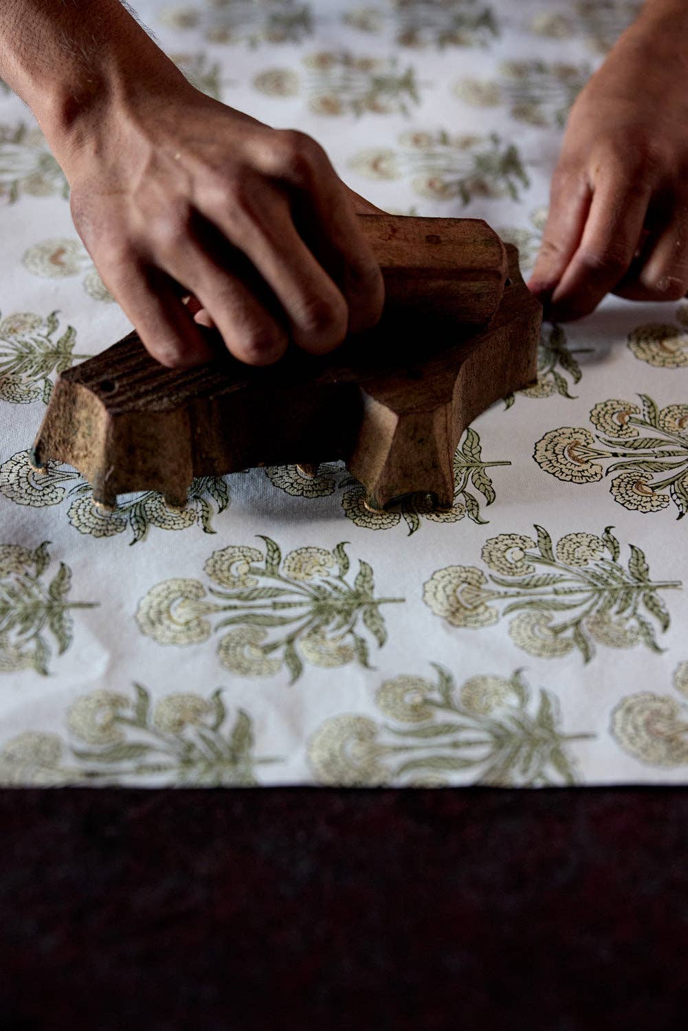 hand block print gift bags large buttercream recycled cotton paper Paper Mirchi India