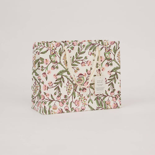 hand block print gift bags medium blush recycled cotton paper Paper Mirchi India