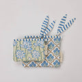 hand block print zipped pouch set organic cotton floral indigo India Paper Mirchi