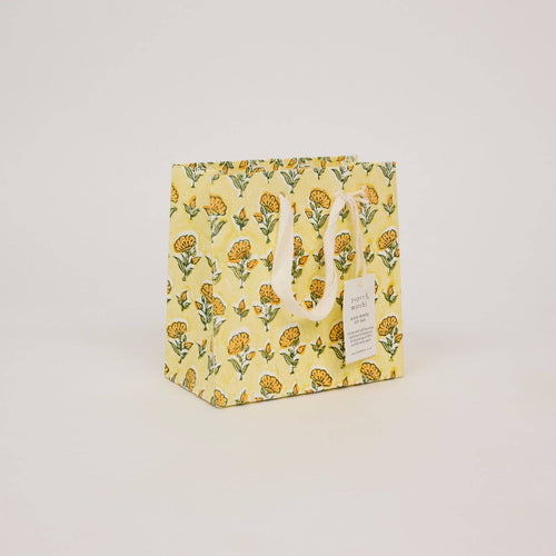 hand block print gift bags small sunshine recycled cotton paper Paper Mirchi India