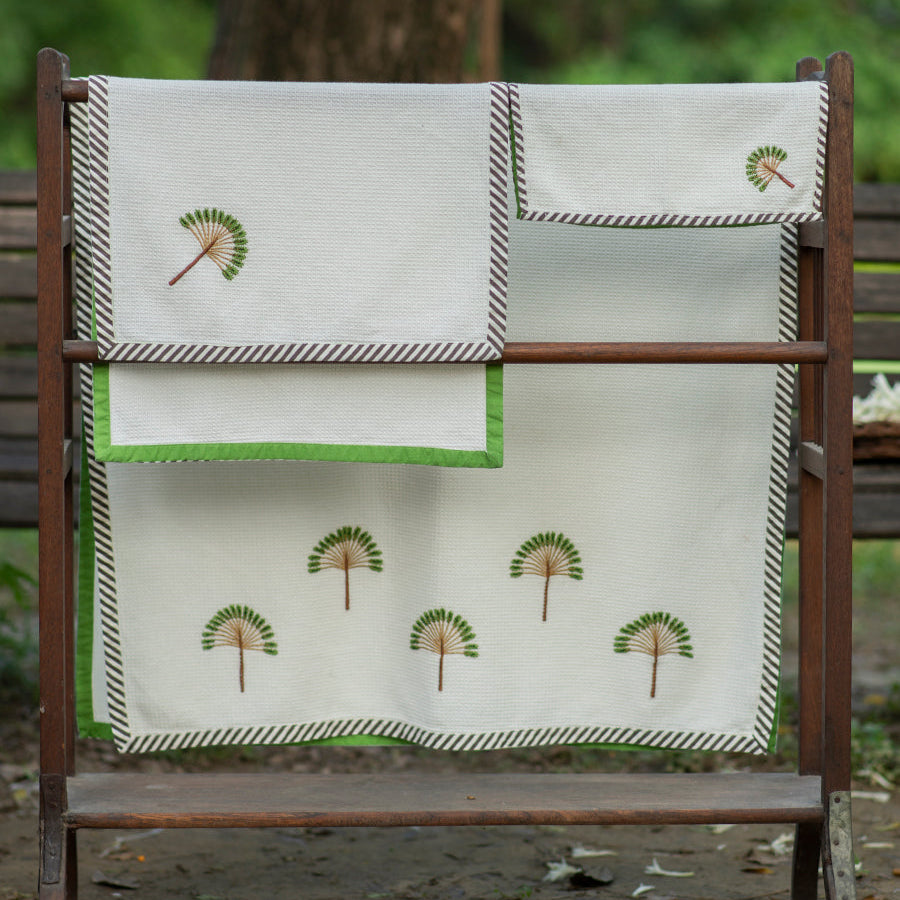 hand embroidered hand towel banana country cotton artisan The Shop India India